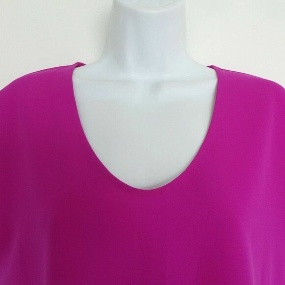 New DIANE VON FURSTENBERG Roseberry Pink Acedia Crepe Scoop Neck Top Shirt Small - Picture 3 of 7